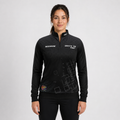 Front view of the unisex Official What's The Point Quarter Zip Midlayer, highlighting the athletic team styling, stand-up collar, and official team crest.