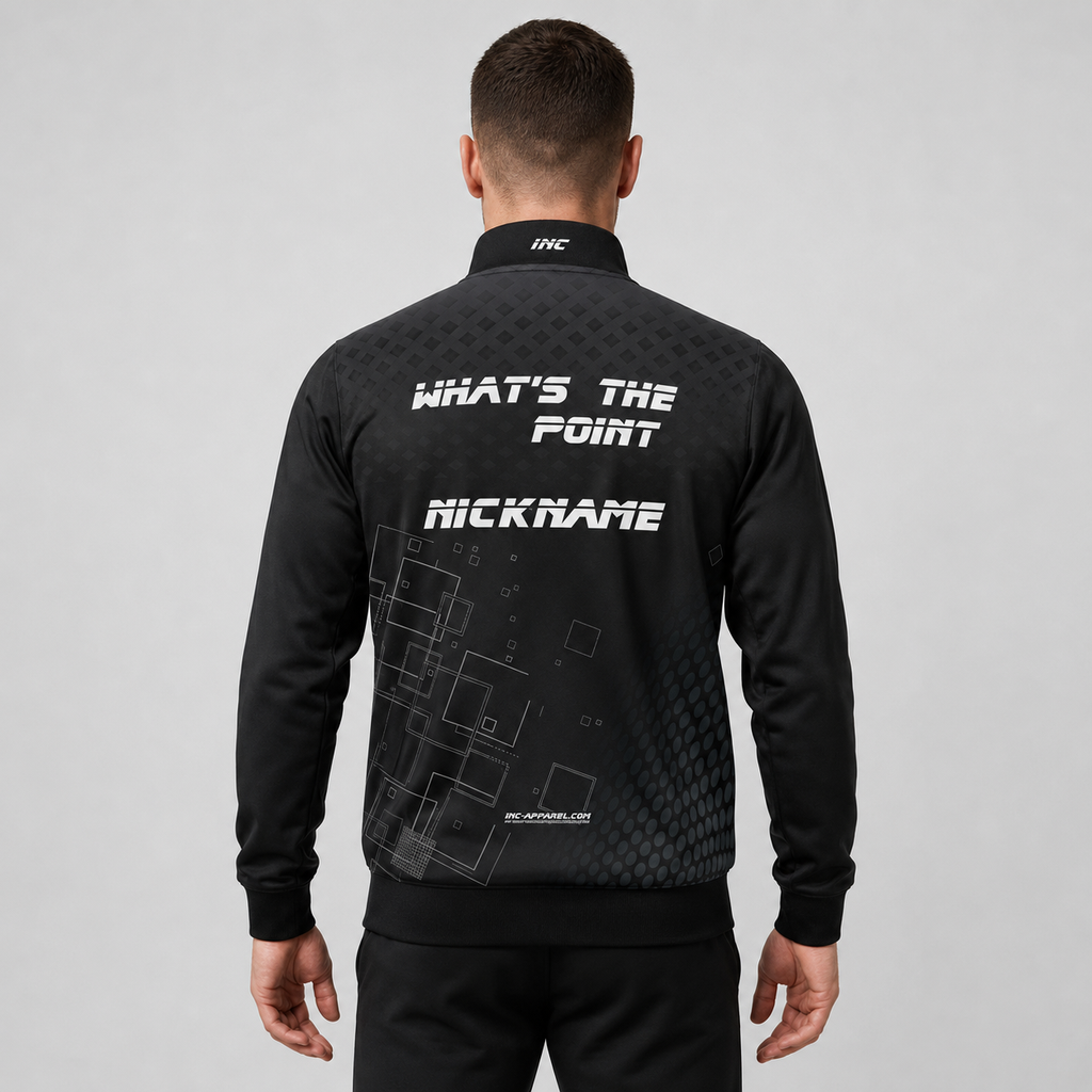 Back view of the unisex Official What's The Point Tournament Jacket, showing the clean team color panels and comfortable outer-shell design across the shoulders.