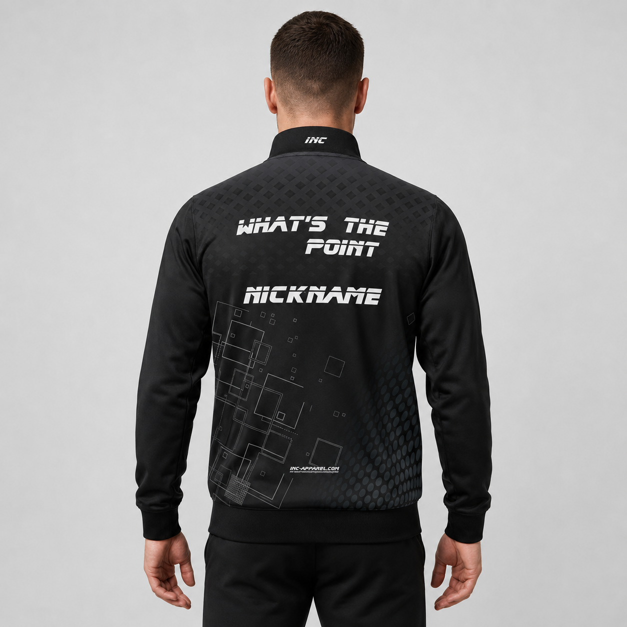 Back view of the unisex Official What's The Point Tournament Jacket, showing the clean team color panels and comfortable outer-shell design across the shoulders.