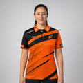 Front view of the Women's Official Coaches Prime Sports Darts Academy shirt, showing the custom-contoured athletic fit and distinctive coach branding.
