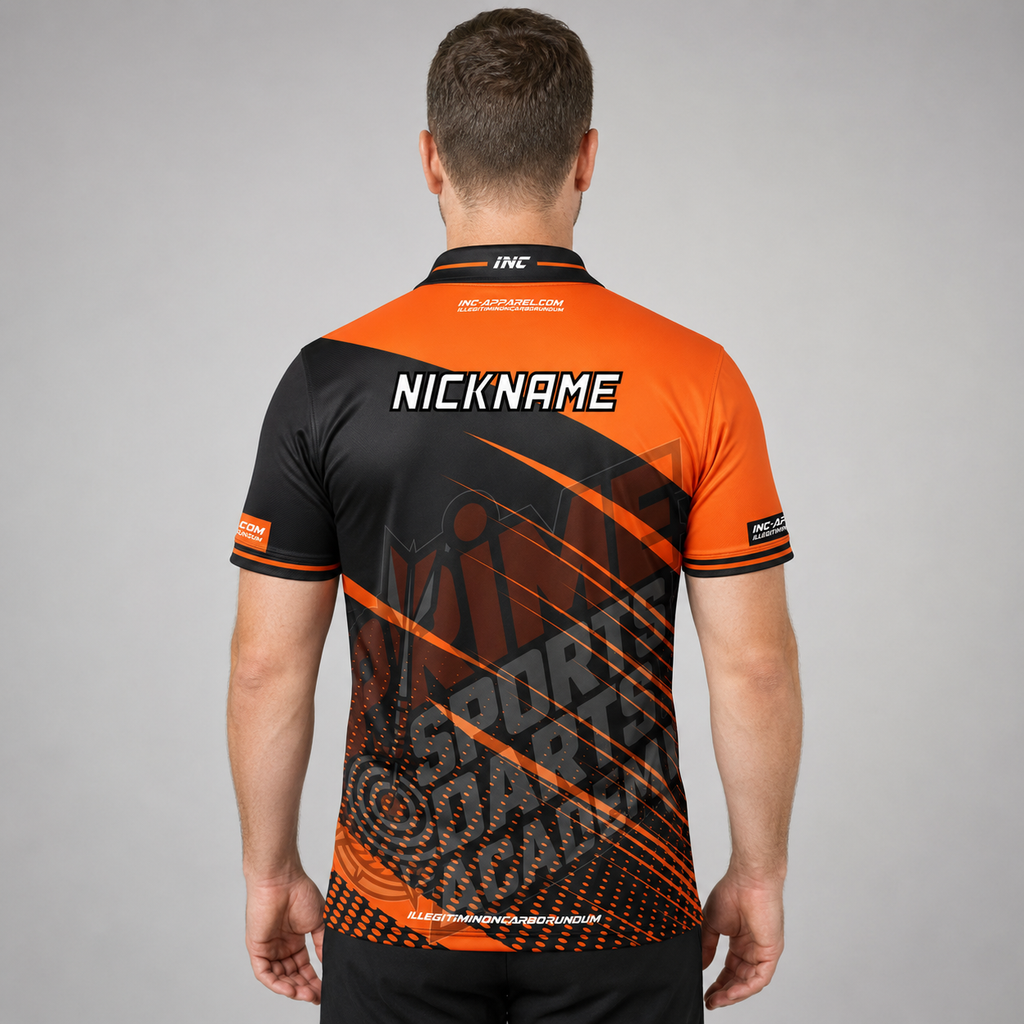 Back view of the Men and Youth Official Prime Sports Darts Academy shirt, showing the clean, continuous flow of the sublimated team design across the shoulders.