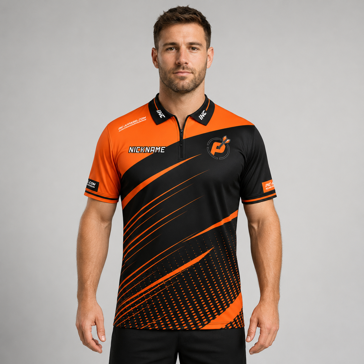 Front view of the Men and Youth Official Prime Sports Darts Academy shirt, showcasing the professional athletic design and prominent academy branding.