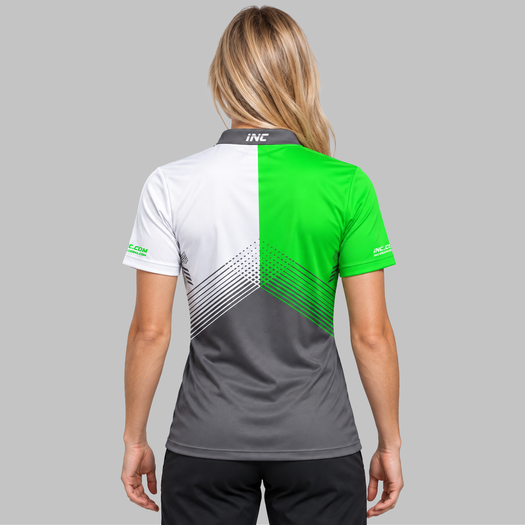 Back view of the Rex Green and White Women's Pool Shirt