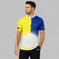 Front view of the Rex Yellow and Blue Men's and Youth Darts and Pool Shirt