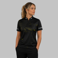 Front view of the Women's Rogatus Recognitio darts and pool shirt, showcasing the custom-tailored athletic jersey layout with its sharp graphic design.