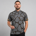 Front view of the Men and Youth Saxosus brown darts shirt, featuring a dynamic and bold athletic jersey design in rich shades of brown.