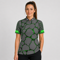 Front view of the Womens Saxosus green darts shirt, featuring a custom tailored athletic jersey design in vibrant shades of green.