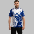 Front view of the Men and Youth Scotland custom darts and pool shirt, featuring a premium national team athletic jersey design with classic Scottish colors.