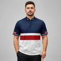 Front view of the Men and Youth Tacticus blue pool and darts shirt, featuring a sharp, precision geometric team jersey design.