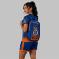 Front view of the Official Boundary Park Youth Darts Academy backpack, showcasing the durable technical layout and prominent academy branding.