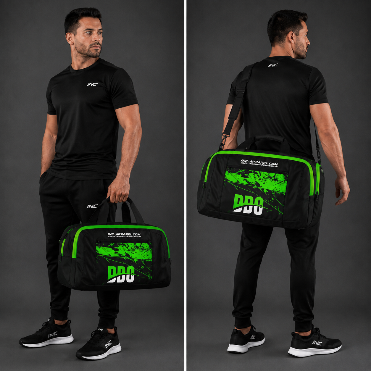 Front view of the Official Deaf Darts Organisation kit bag, highlighting the rugged construction, spacious main zip access, and prominent DDO branding.