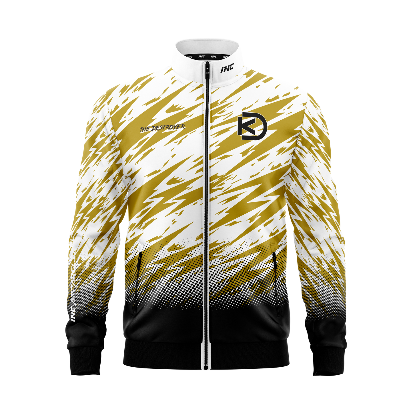 Kyle "The Destroyer" Davidson Darts Tournament Jacket – Front View with Red, Black, and White Design | INC-APPAREL