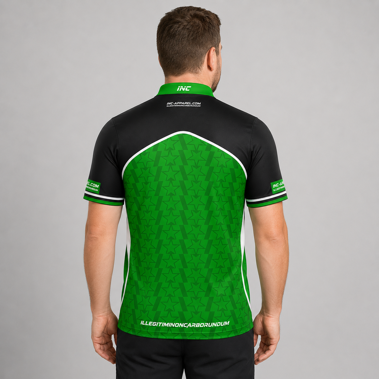 Legatus green white and black darts and pool shirt men's and youth back view breathable competition shirt