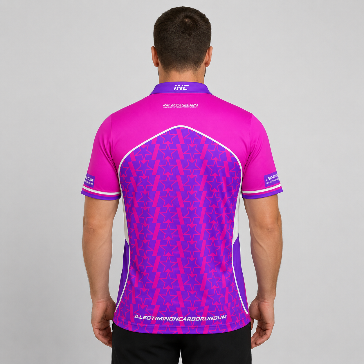Legatus purple and pink darts and pool shirt men's and youth back view breathable competition shirt