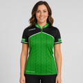 Legatus white green and black women's darts and pool shirt front view lightweight performance shirt