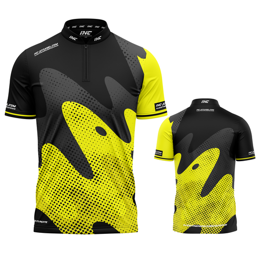 Ludicrus Black Yellow Darts and Pool Shirt by INC-APPAREL – breathable moisture-wicking performance darts shirt