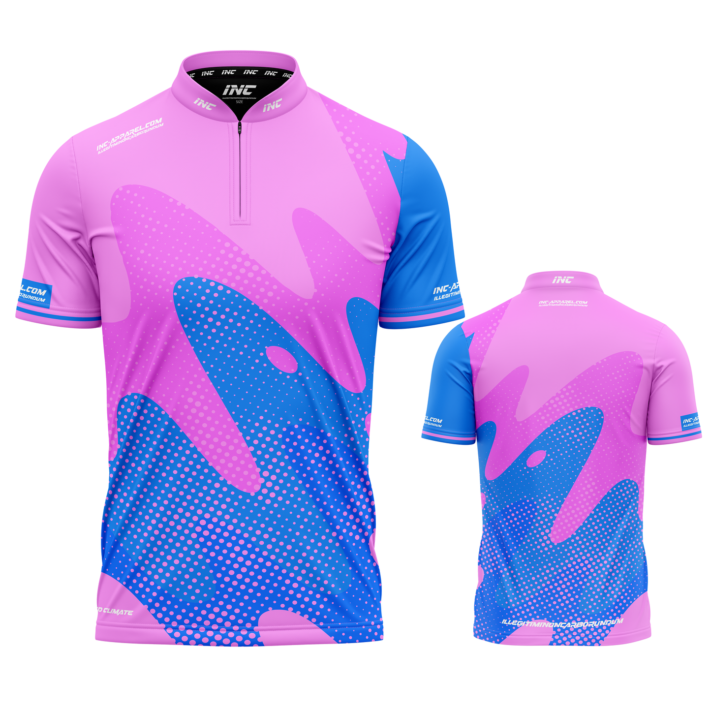 Ludicrus Pink and Blue Pool Shirt by INC-APPAREL – breathable moisture-wicking performance pool shirt