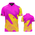 Ludicrus Pink Yellow Darts and Pool Shirt by INC-APPAREL – breathable moisture-wicking performance darts shirt