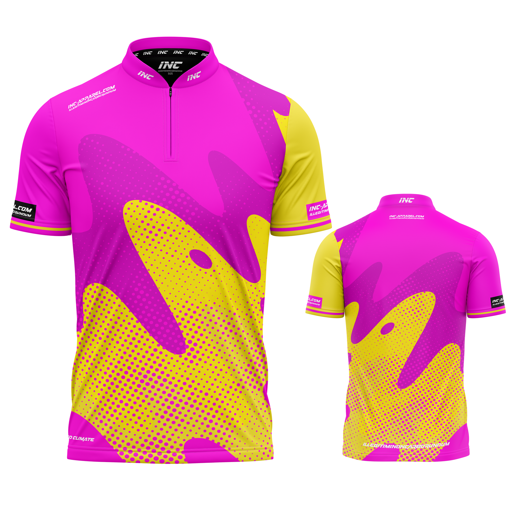 Ludicrus Pink Yellow Darts and Pool Shirt by INC-APPAREL – breathable moisture-wicking performance darts shirt