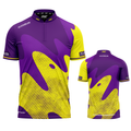 Ludicrus Purple and Yellow Darts and Pool Shirt by INC-APPAREL – breathable moisture-wicking performance darts shirt