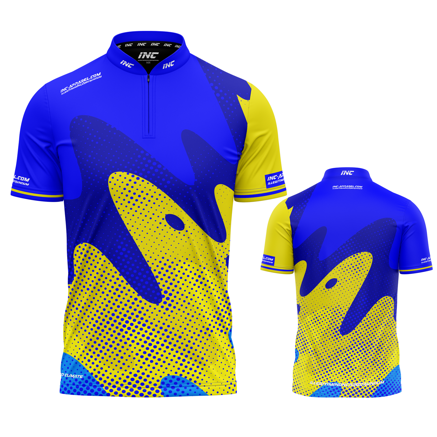 Ludicrus Royal Blue and Yellow Darts and Pool Shirt by INC-APPAREL – breathable moisture-wicking performance darts shirt