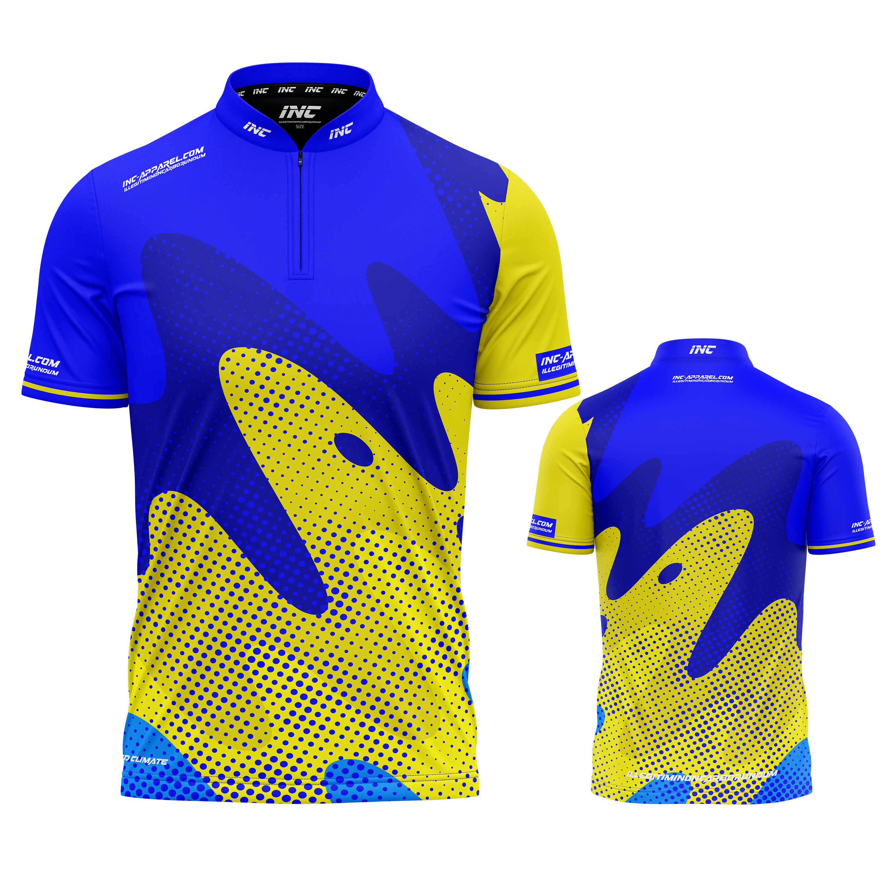Ludicrus Royal Blue and Yellow Darts and Pool Shirt by INC-APPAREL – breathable moisture-wicking performance darts shirt