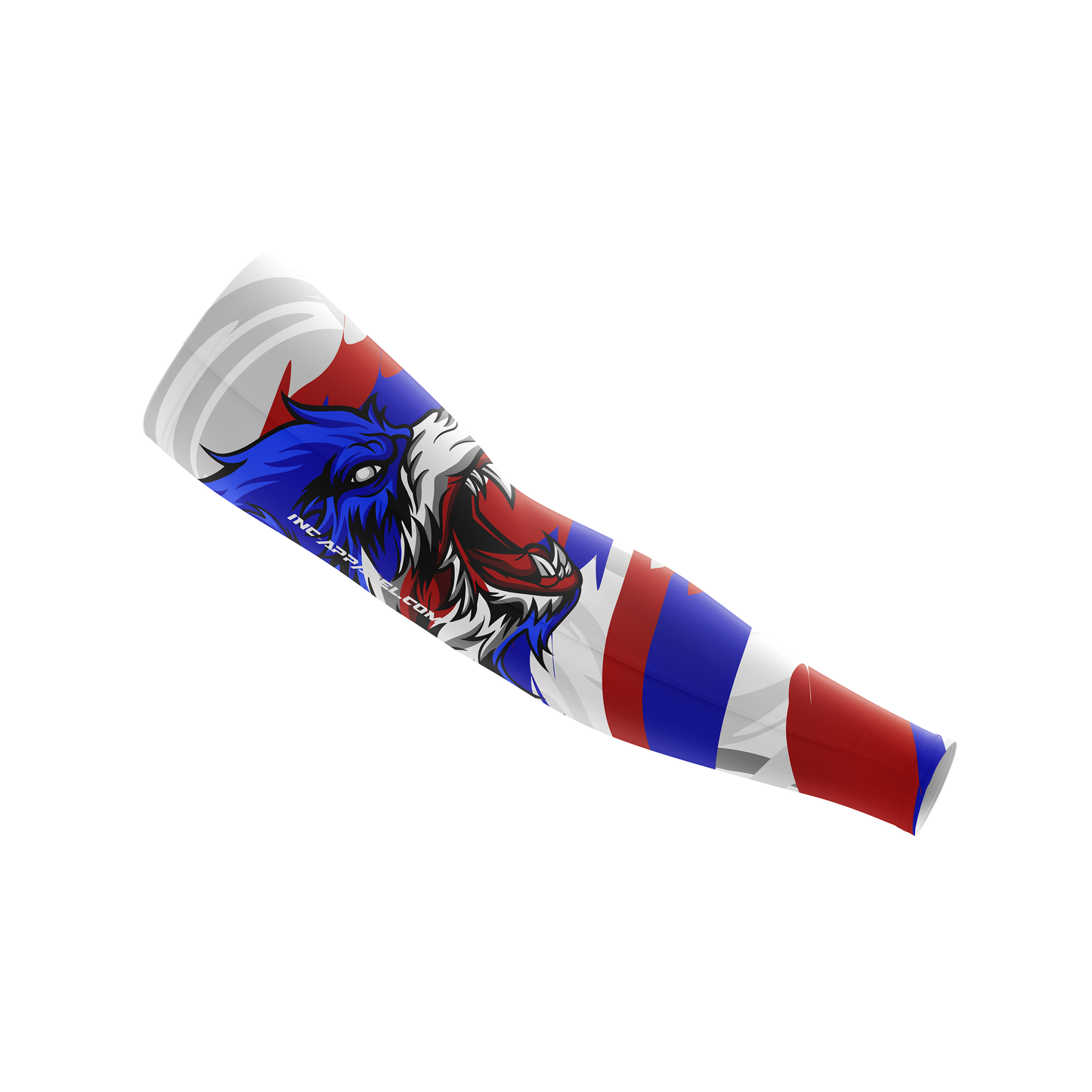 Lupus Patrioticus red white and blue compression sleeve from INC-APPAREL