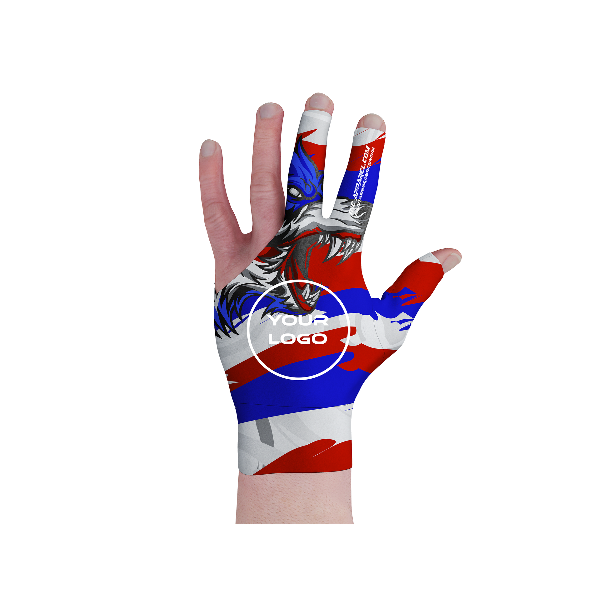 Lupus Patrioticus red white and blue performance pool glove from INC-APPAREL