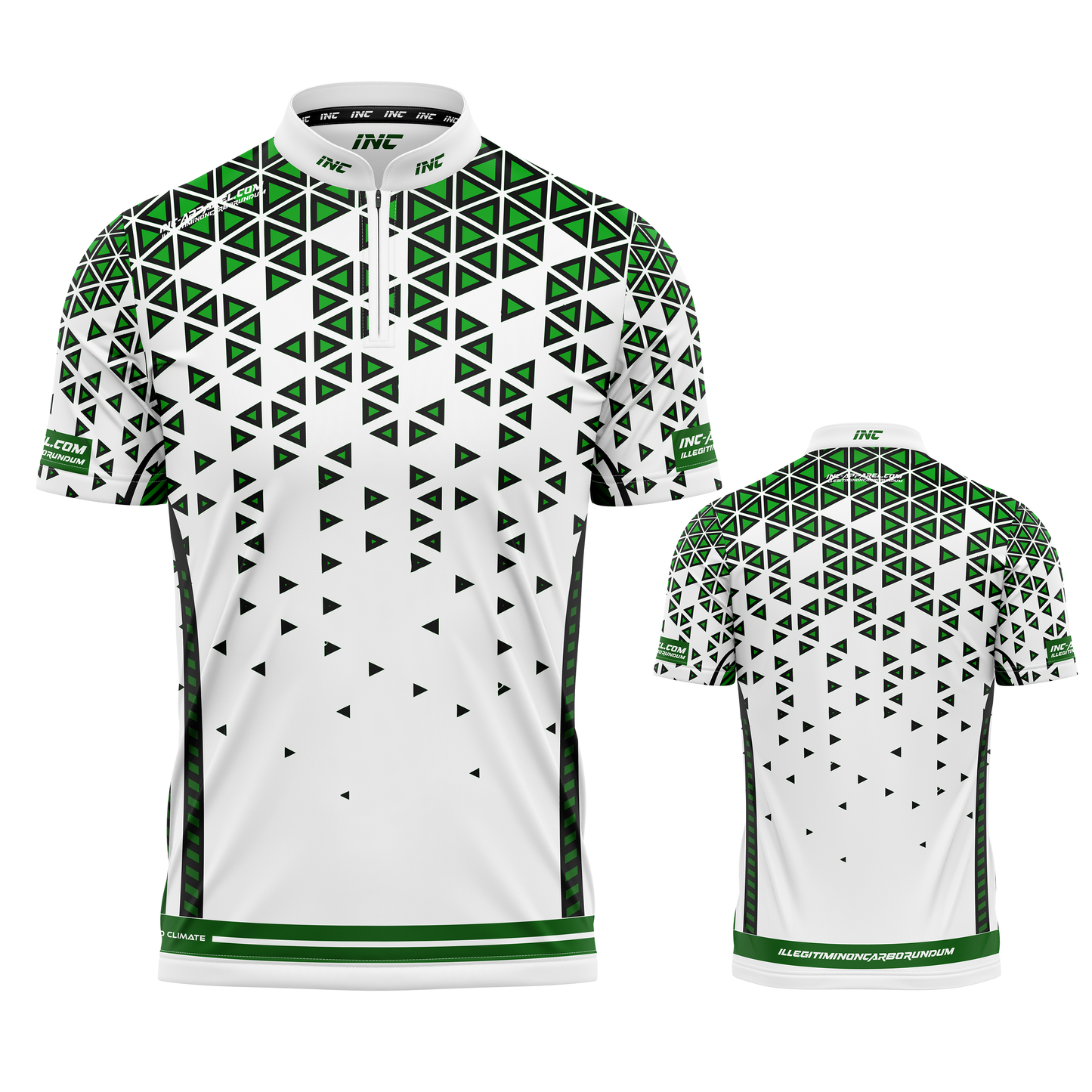 Magnus Green and White Darts/Pool Shirt from INC-APPAREL – premium performance shirt for competitive darts and pool players.