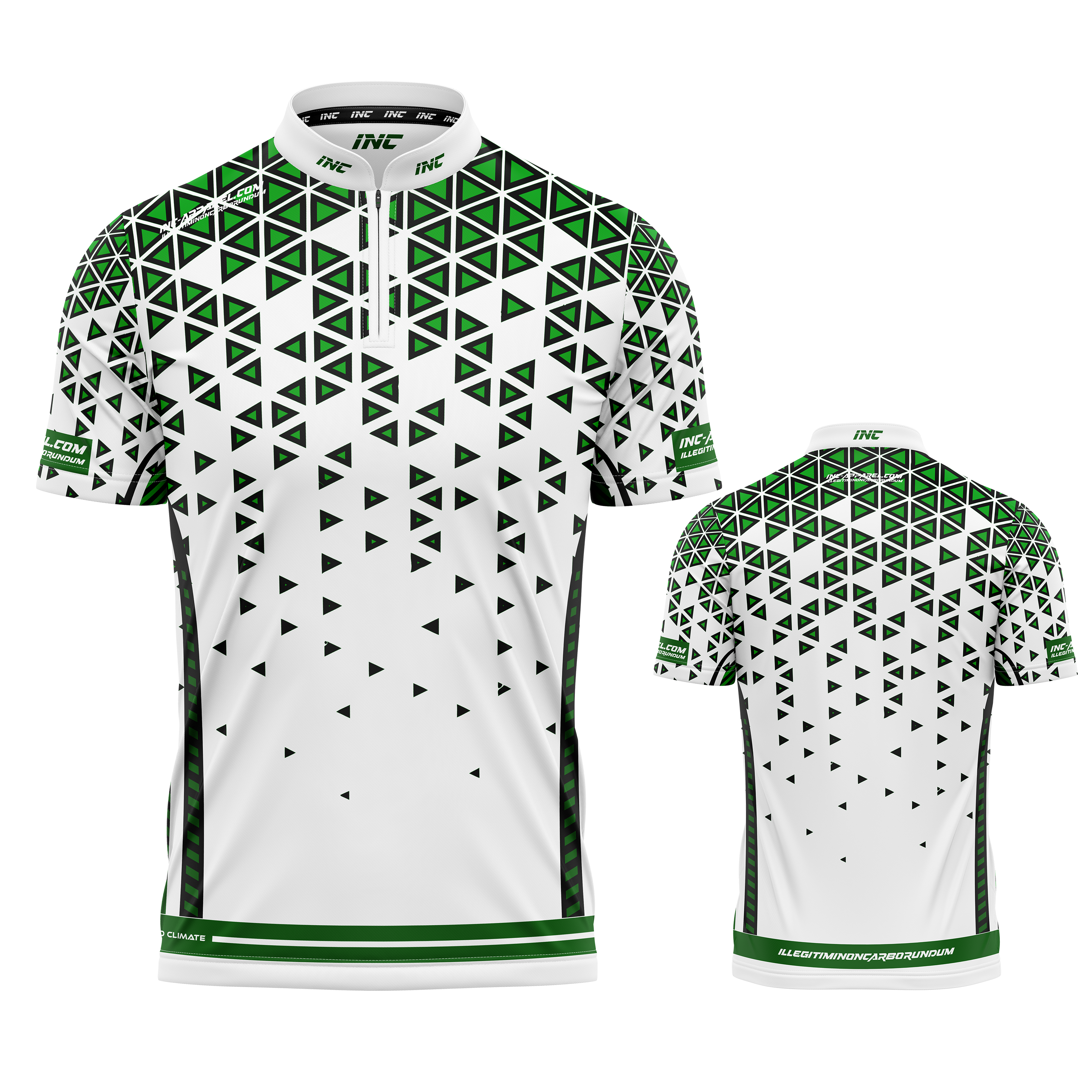 Magnus Green and White Darts/Pool Shirt from INC-APPAREL – premium performance shirt for competitive darts and pool players.