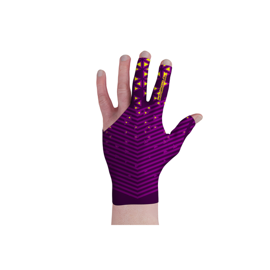 Magnus Purple and Yellow Pool Glove from INC-APPAREL – performance billiards glove for smooth cue control.