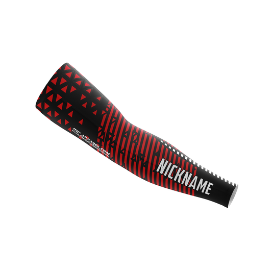 Magnus Red and Black Darts Sleeve from INC-APPAREL – performance compression sleeve for competitive darts players.