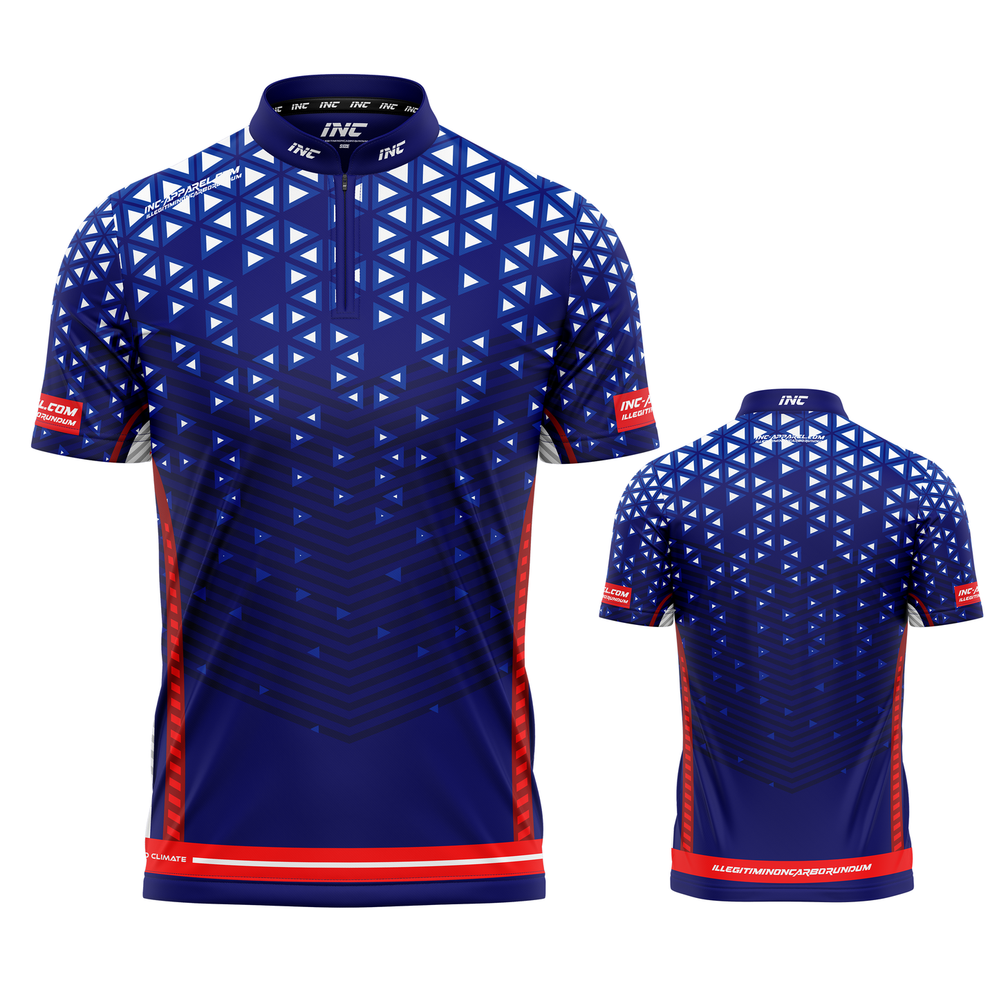 Magnus Red White and Blue Darts/Pool Shirt from INC-APPAREL – premium performance shirt for competitive darts and pool players.