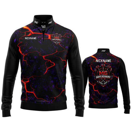 MG Darts Academy quarter zip midlayer detail breathable performance fabric