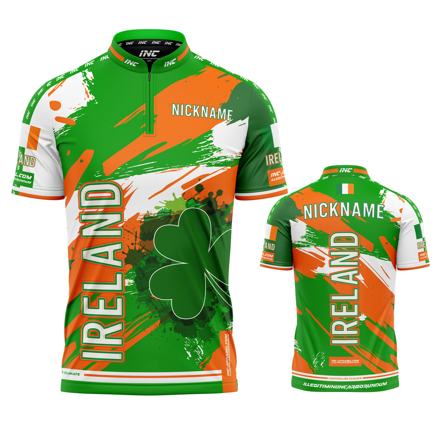 Nation Range Ireland Custom Darts/Pool Shirt from INC-APPAREL – performance shirt with Ireland-inspired design and breathable athletic fabric.