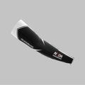 Official National Junior Darts Association performance compression arm sleeve in black, displaying the printed NJDA logo and the secure anti-slip elastic cuff.