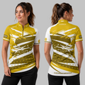 Front and back side-by-side views of the Womens Cupio white and gold team play jersey.
