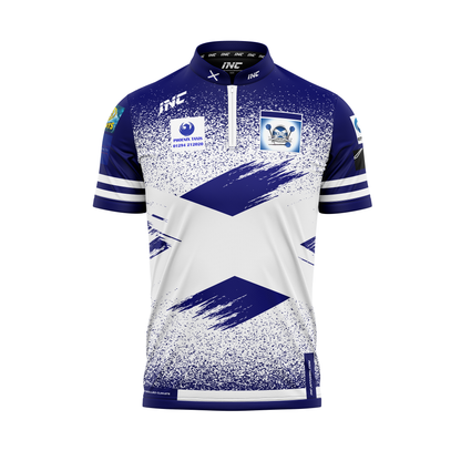 Combined front view of the Official North Ayrshire Darts Academy PRO1 Darts Shirt from INC-APPAREL