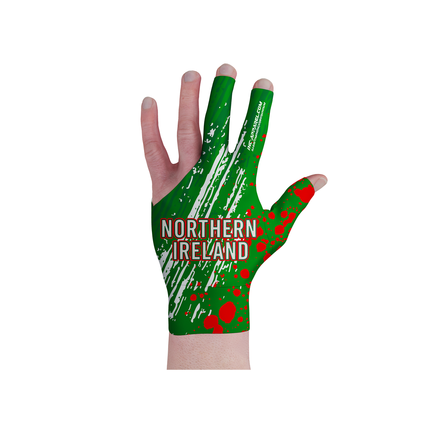 Northern Ireland Pool Glove from INC-APPAREL – performance cue glove with breathable spandex and Northern Ireland-inspired design.