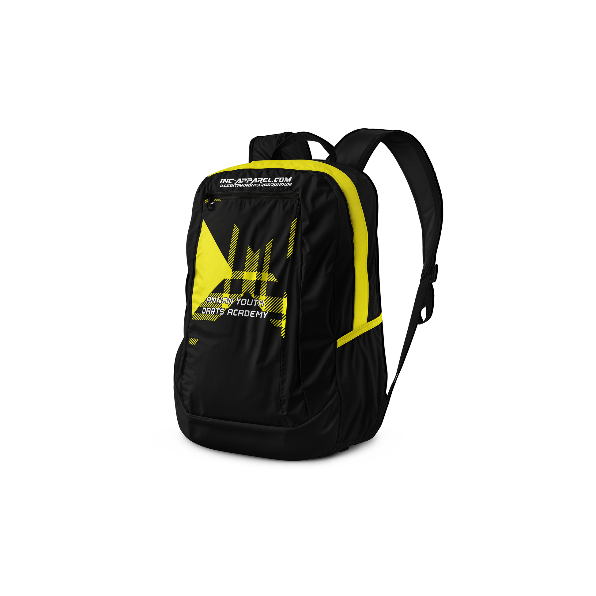 Official Annan Youth Darts Academy backpack interior storage compartments for darts equipment from INC-APPAREL
