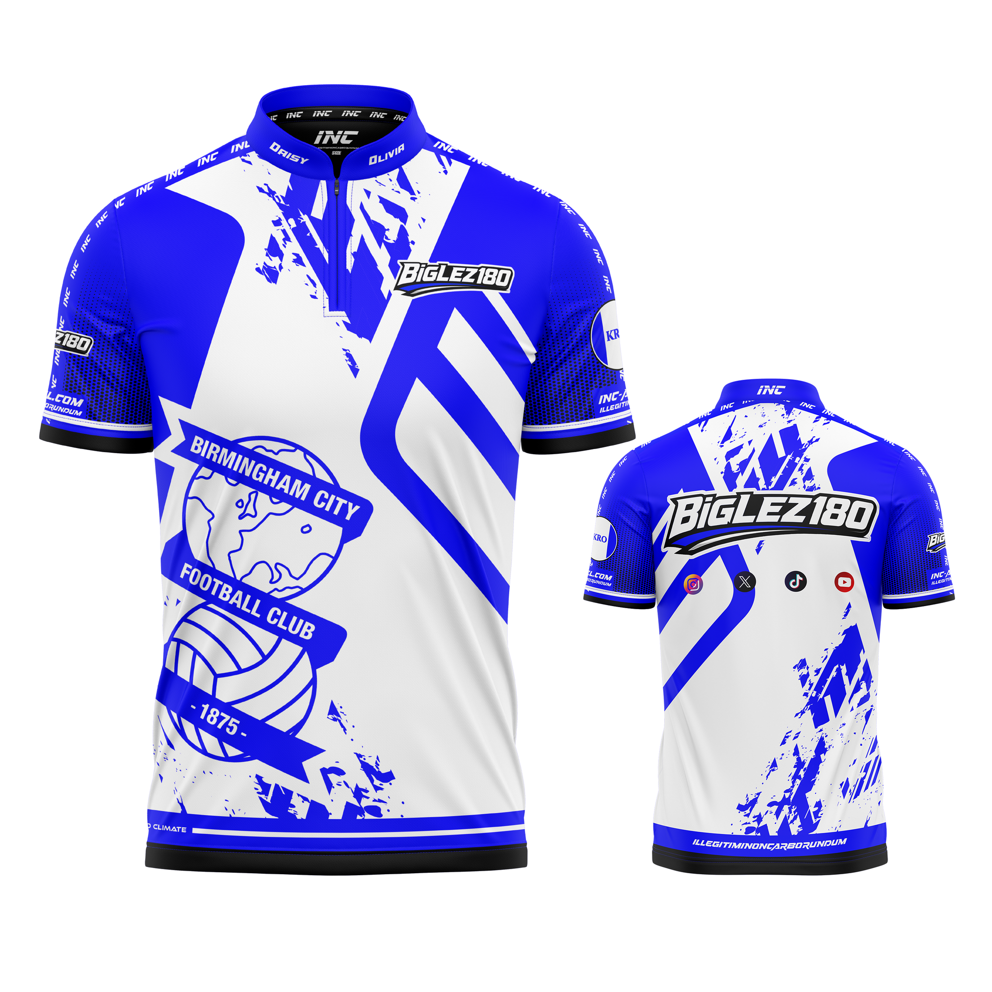 Official BigLez180 darts shirt both views professional performance dart shirt from INC-APPAREL