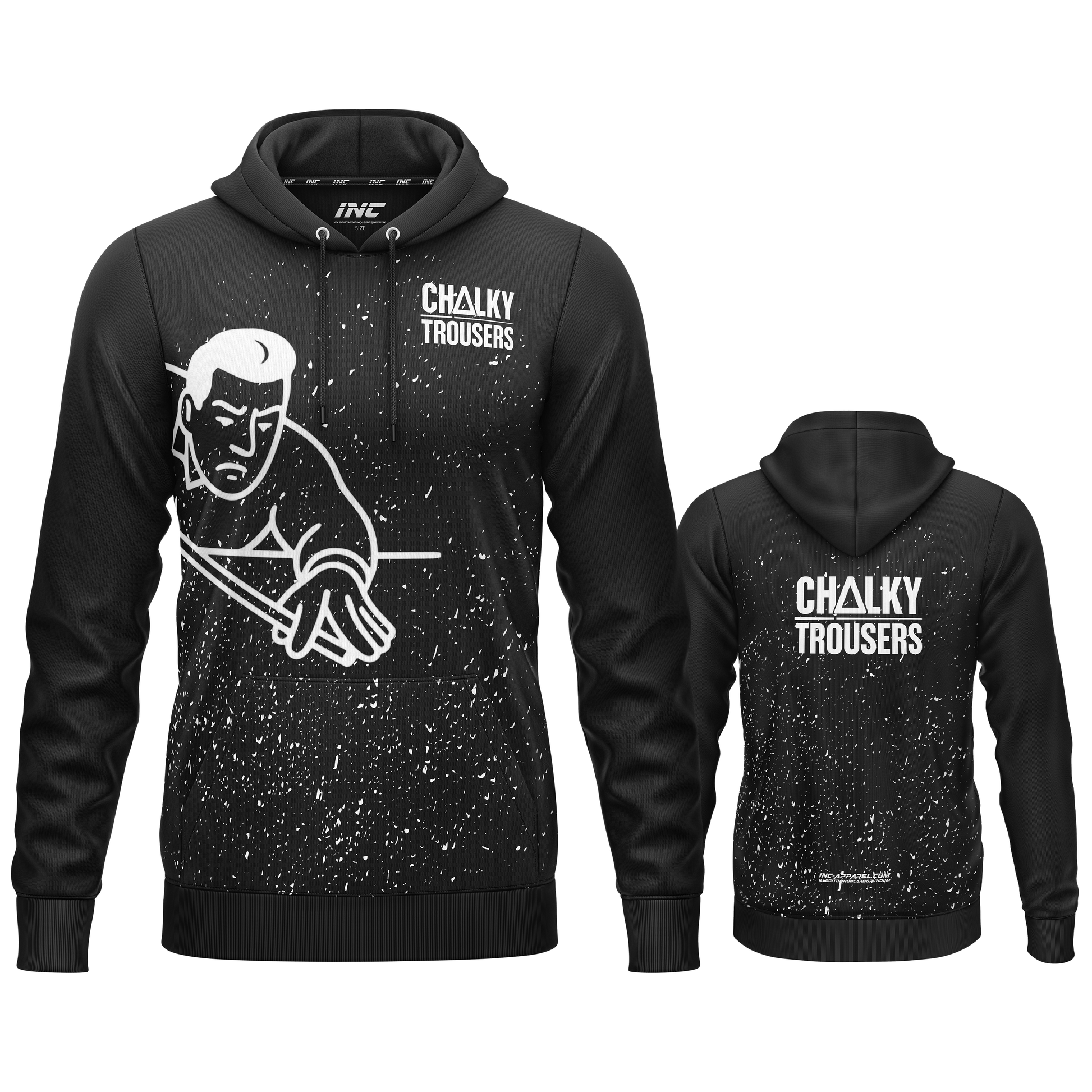 Official Chalky Trousers pool team hoodie from INC-APPAREL