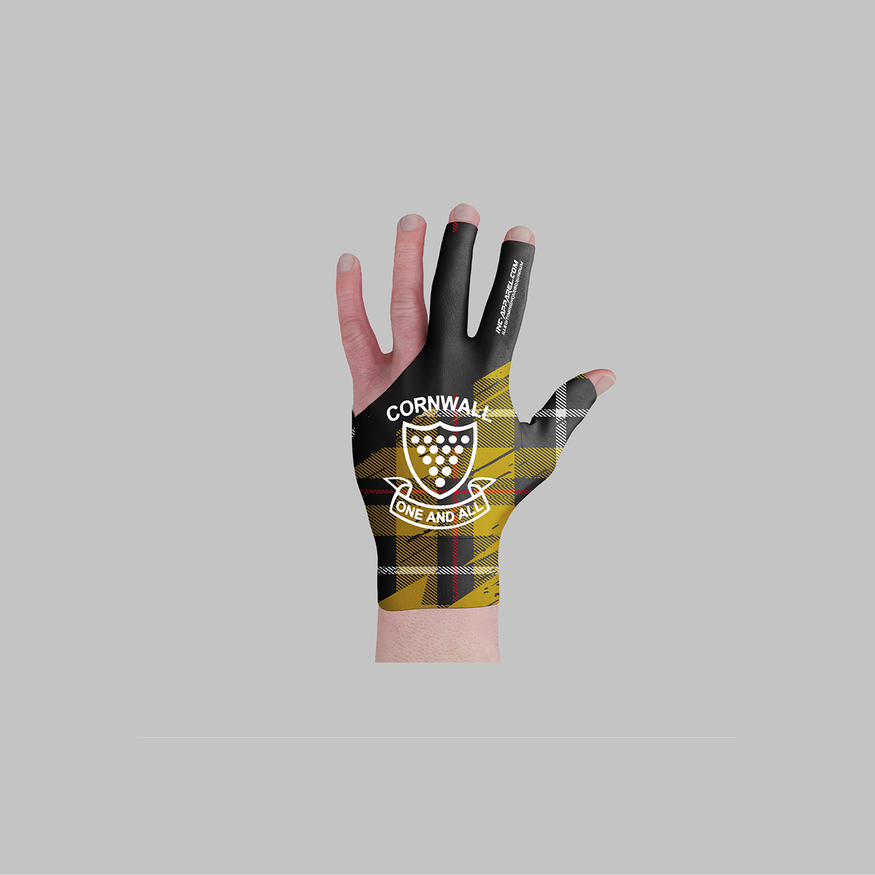 Official Cornwall County Pool Glove, highlighting the anti-slip palm pad and flexible, moisture-wicking fabric for maximum bridge stability.