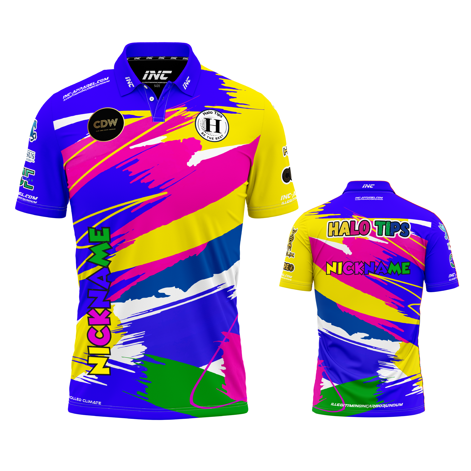 Official Cue and Dartworld Darts Shirt from INC-APPAREL – performance darts shirt with official branding.
