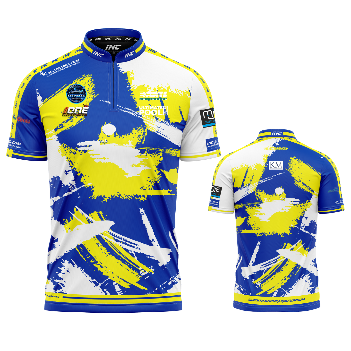 Official Cue Club The Nags Head pool shirt front and back view professional league pool shirt from INC-APPAREL