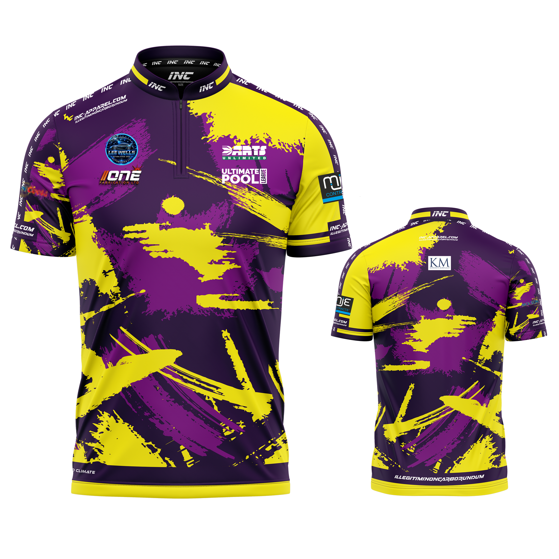 Official Cue Club pool shirt front and back view professional league pool shirt from INC-APPAREL