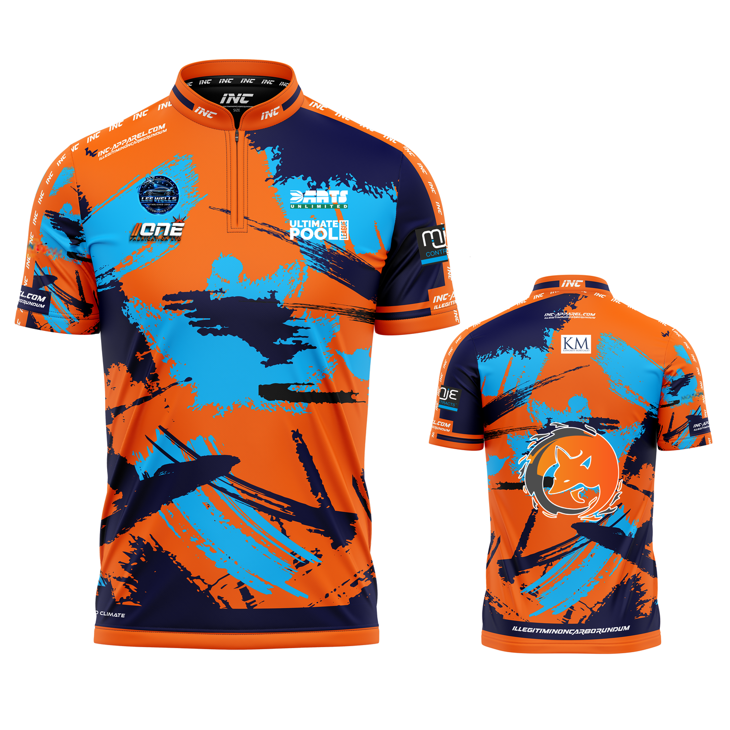 Official Cue Club Romarios pool shirt both view professional team pool shirt