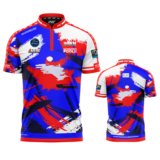 Official Cue Club Rugby Elite pool shirt front and back view professional league pool shirt from INC-APPAREL