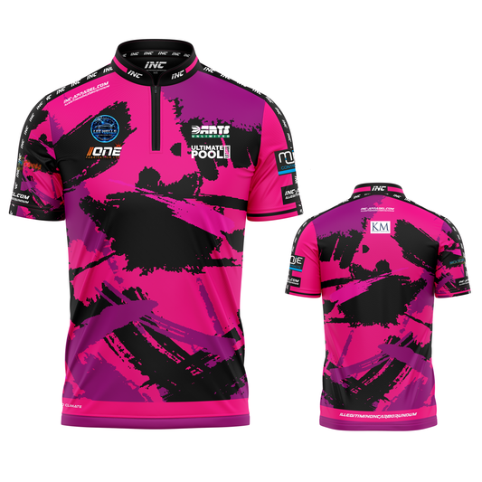 Official Cue Club Slayers pool shirt front and back view professional league pool shirt from INC-APPAREL