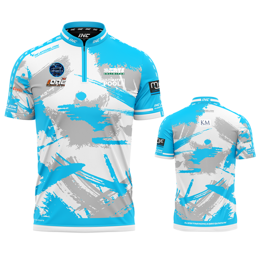 Official Cue Club The 5 Stars pool shirt front and back view professional league pool shirt from INC-APPAREL